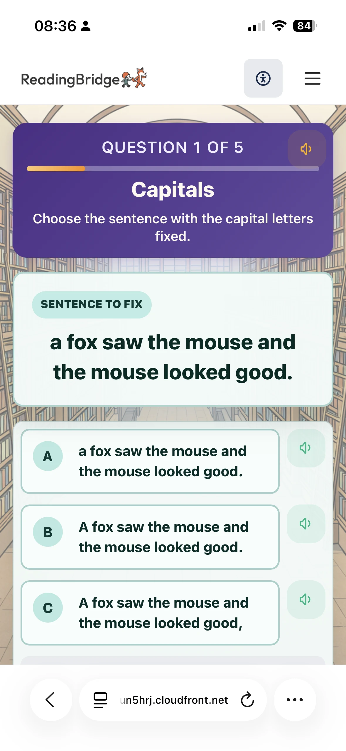 ReadingBridge Fix the Sentence activity